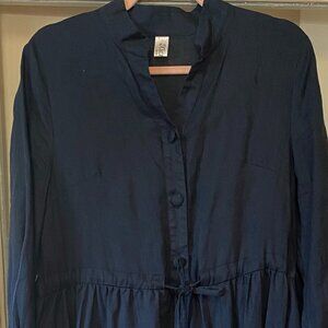 Navy Linen Maxi Dress